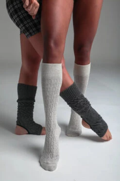Rolling Cable Knit Thigh High Leg Warmers With Stirrups - Charcoal -Lingerie Shop 16 6 5 532 57200F35CDF64F039159CE01F610B66E 64953549 812e 491a b932 6bb18d2dc30a