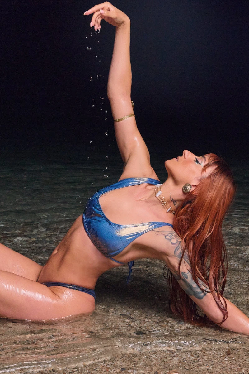 HotCakes Polewear Siren Bikini Top - Metallic Blue 5 HotCakes Polewear Siren Bikini Top - Metallic Blue - Image 3