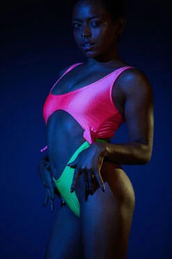 Rolling Malandra Bodysuit - Ribbed Neon Pink/Green 11 Rolling Malandra Bodysuit - Ribbed Neon Pink/Green -Lingerie Shop 2RollingNeon54