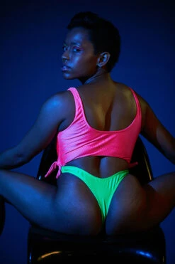 Rolling Malandra Bodysuit - Ribbed Neon Pink/Green 10 Rolling Malandra Bodysuit - Ribbed Neon Pink/Green -Lingerie Shop 2RollingNeon56