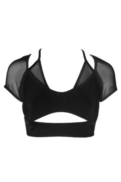 Hamade Activewear Mesh Hollow Front Crop Top - Black 8 Hamade Activewear Mesh Hollow Front Crop Top - Black -Lingerie Shop AW04