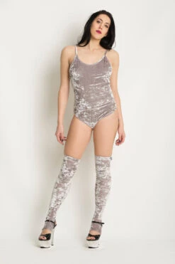 Paradise Chick Animal Leg Warmers (with Kneepads) - Silver Velvet -Lingerie Shop B73A4856