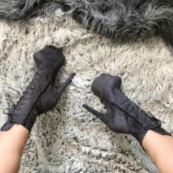 Hella Heels BabyDoll 7inch Boots - Dark Grey -Lingerie Shop BD Dark Grey 7 Inch 5