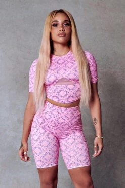 CXIX 119 Statement Crop Tee - Pink Print 12 CXIX 119 Statement Crop Tee - Pink Print -Lingerie Shop Biker Shorts CXIX 119 Streetwear Dance