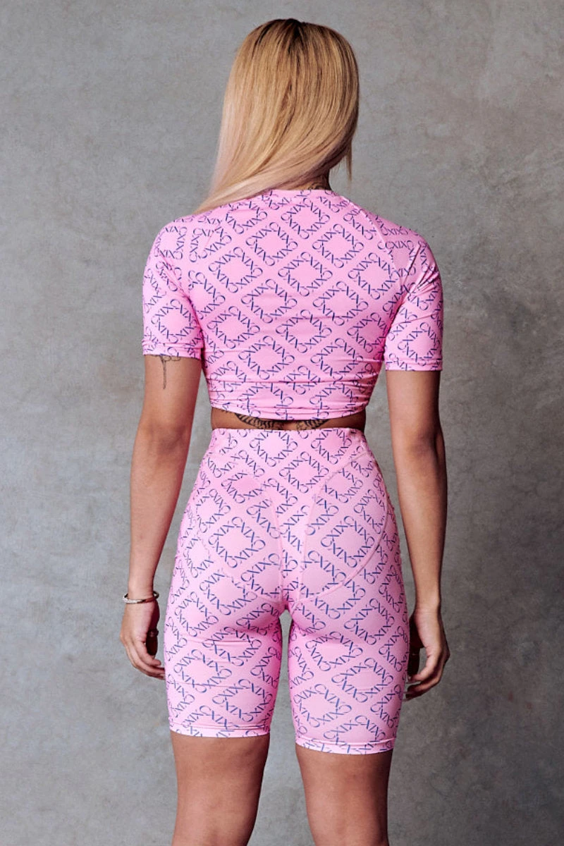 CXIX 119 Statement Crop Tee - Pink Print 4 CXIX 119 Statement Crop Tee - Pink Print - Image 2
