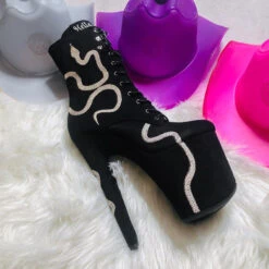 Hella Heels Snake In My Boot 8inch Boots - Black 20 Hella Heels Snake In My Boot 8inch Boots - Black -Lingerie Shop Black 1