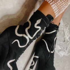 Hella Heels Snake In My Boot 8inch Boots - Black 16 Hella Heels Snake In My Boot 8inch Boots - Black -Lingerie Shop Black 10