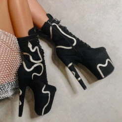 Hella Heels Snake In My Boot 8inch Boots - Black 18 Hella Heels Snake In My Boot 8inch Boots - Black -Lingerie Shop Black 11