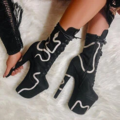 Hella Heels Snake In My Boot 8inch Boots - Black 17 Hella Heels Snake In My Boot 8inch Boots - Black -Lingerie Shop Black 2