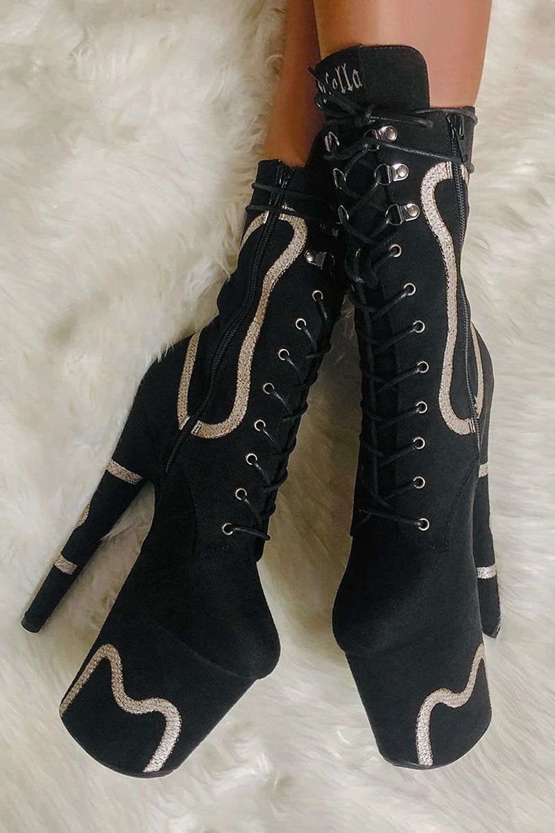 Hella Heels Snake In My Boot 8inch Boots - Black 4 Hella Heels Snake In My Boot 8inch Boots - Black - Image 2