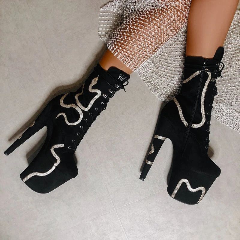 Hella Heels Snake In My Boot 8inch Boots - Black 9 Hella Heels Snake In My Boot 8inch Boots - Black - Image 7