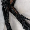 Hella Heels LipKit Thicc Thigh High Back Lace 8inch Boots - Black Beatle -Lingerie Shop BlackBeatleThiccThighHigh 8INCH8