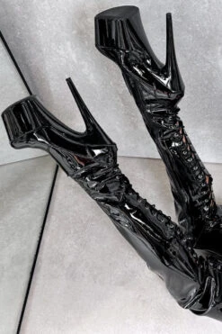 Hella Heels LipKit Thigh High Back Lace 7inch Boots - Black Beatle 10 Hella Heels LipKit Thigh High Back Lace 7inch Boots - Black Beatle -Lingerie Shop BlackBeatleThighHigh 7INCH4