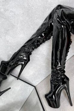 Hella Heels LipKit Thigh High Back Lace 7inch Boots - Black Beatle 11 Hella Heels LipKit Thigh High Back Lace 7inch Boots - Black Beatle -Lingerie Shop BlackBeatleThighHigh 7INCH5