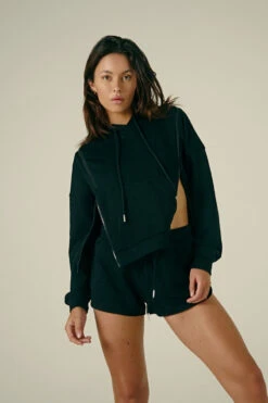 CXIX Droptop Zip Hoodie- Black -Lingerie Shop Black Zip Jumper Baddies Loungewear Creatures of XIX 1