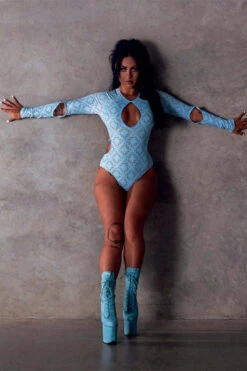 CXIX 119 Plunge Bodysuit - Blue -Lingerie Shop Bodysuit CXIX 119 Streetwear Pole