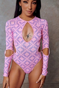 CXIX 119 Plunge Bodysuit - Pink Print 14 CXIX 119 Plunge Bodysuit - Pink Print -Lingerie Shop Bodysuit Pink CXIX 119 Pole Dance