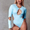 CXIX 119 Plunge Bodysuit - Blue 1 CXIX 119 Plunge Bodysuit - Blue -Lingerie Shop Bodysuit blue CXIX 119 fashion polewear streewear dance
