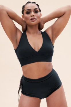 Lunalae Courtney V Neck Top - Recycled Black -Lingerie Shop Copyof1255TP 1012 1