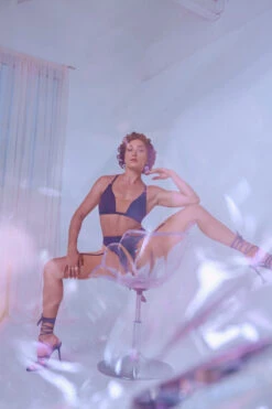 CXIX Silhouette Plunge Bralette - Black With Cream -Lingerie Shop CopyofSand CXIX Silhouette Mesh bralette biker shorts dance polewear