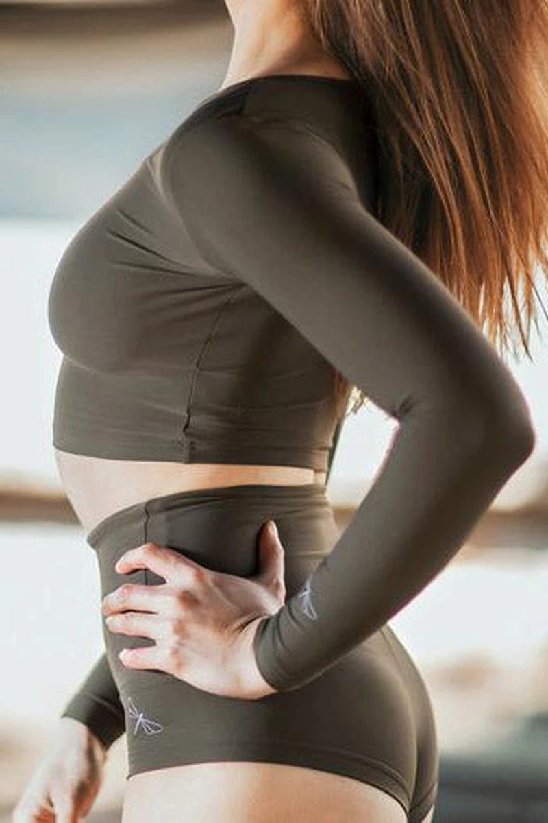 Dragonfly Pavi Crop Top - Khaki 6 Dragonfly Pavi Crop Top - Khaki - Image 4