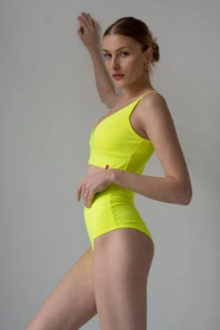 Pole Addict Scrunch Butt Basic High Waist Shorts - Neon Yellow -Lingerie Shop DSC 4277