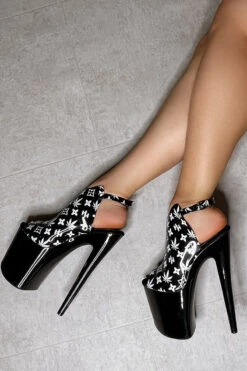 Hella Heels Branded Shield 8inch Stilettos - Black/Black -Lingerie Shop EmpireKicksBrandedblack black8inchpoledanceshieldstiletto 3