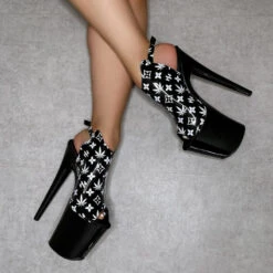 Hella Heels Branded Shield 8inch Stilettos - Black/Black -Lingerie Shop EmpireKicksBrandedblack black8inchpoledanceshieldstiletto 6