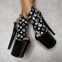 Hella Heels Branded Shield 8inch Stilettos - Black/Black -Lingerie Shop EmpireKicksBrandedblack black8inchpoledanceshieldstiletto 7