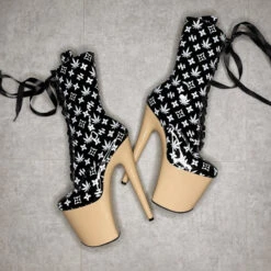 Hella Heels Branded 8inch Boots - Black/Sand -Lingerie Shop EmpireKicksBrandedblack sand8inchpoledanceboot