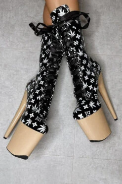 Hella Heels Branded 8inch Boots - Black/Sand -Lingerie Shop EmpireKicksBrandedblack sand8inchpoledanceboot 3
