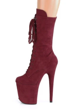 Pleaser USA Flamingo-1050FS Faux Suede 8inch Pleaser Boots - Burgundy -Lingerie Shop FLAMINGO 1050FS BYFS M05