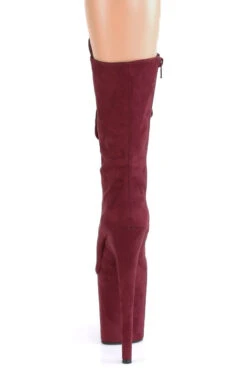 Pleaser USA Flamingo-1050FS Faux Suede 8inch Pleaser Boots - Burgundy -Lingerie Shop FLAMINGO 1050FS BYFS M09