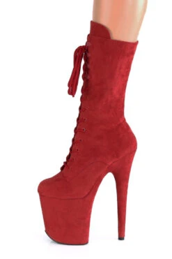 Pleaser USA Flamingo-1050FS Faux Suede 8inch Pleaser Boots - Red -Lingerie Shop FLAMINGO 1050FS RFS M05adjusted