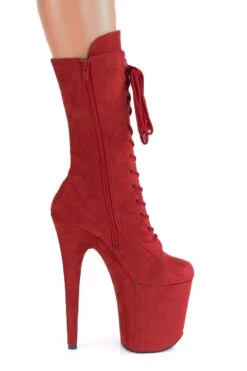Pleaser USA Flamingo-1050FS Faux Suede 8inch Pleaser Boots - Red -Lingerie Shop FLAMINGO 1050FS RFS M13adjusted