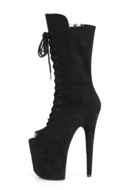 Pleaser USA Flamingo-1051FS Faux Suede 8inch Peep Toe Pleaser Boots - Black -Lingerie Shop FLAMINGO 1051FS BFS M05