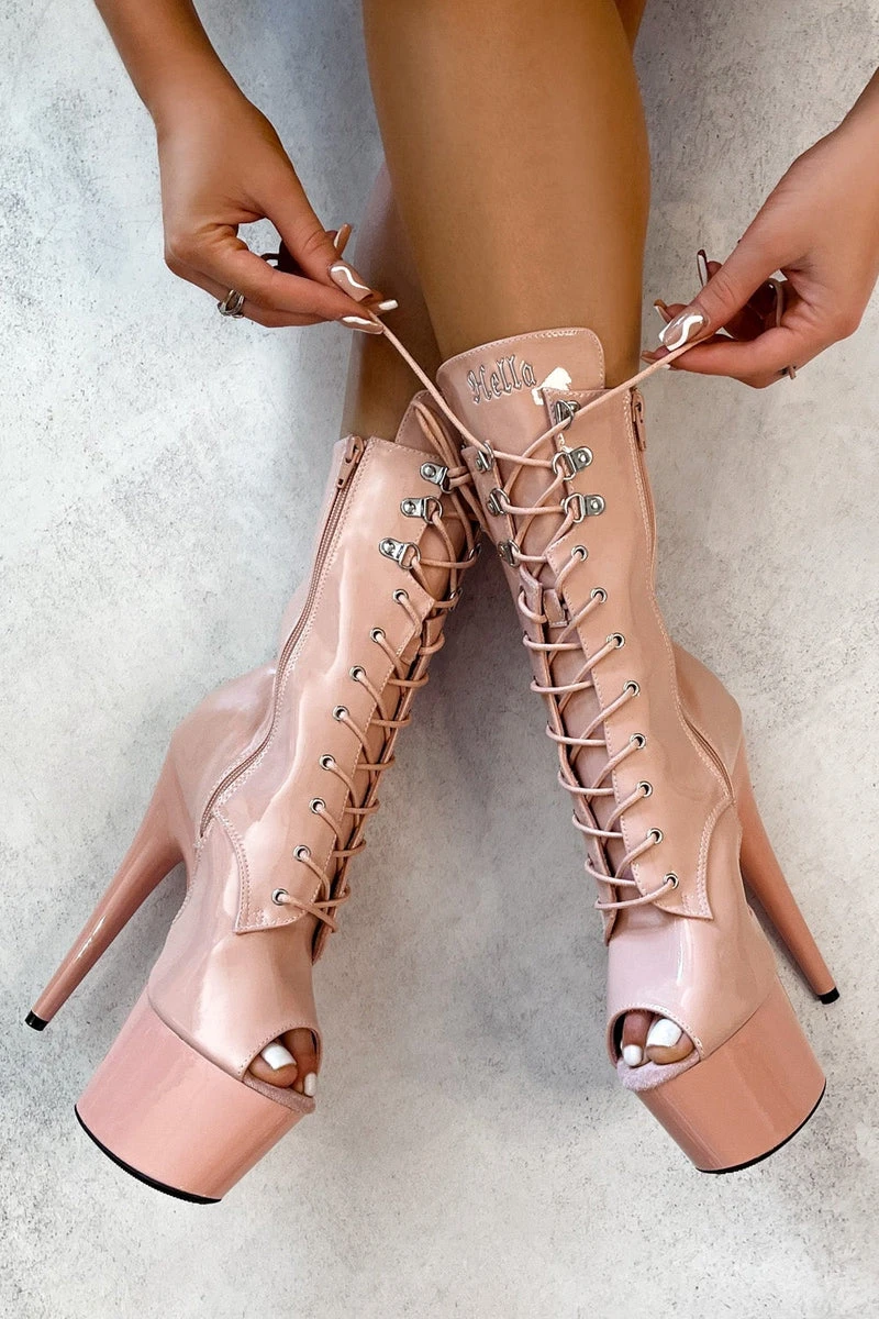 Hella Heels LipKit Open Toe 7inch Boots - Dream On 3 Hella Heels LipKit Open Toe 7inch Boots - Dream On