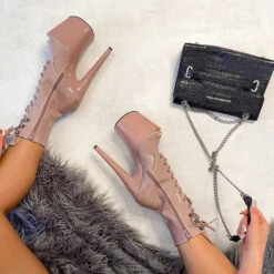 Hella Heels LipKit Open Toe 8inch Boots - Boujee -Lingerie Shop File 022 Edit