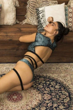 Paradise Chick Frankie Wrap Top - Petrol 14 Paradise Chick Frankie Wrap Top - Petrol -Lingerie Shop Garter Short Petrol 05