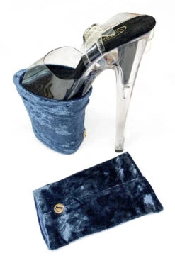 Lunalae Shoe Covers - Gunmetal Crushed Velvet -Lingerie Shop Gunmetal1