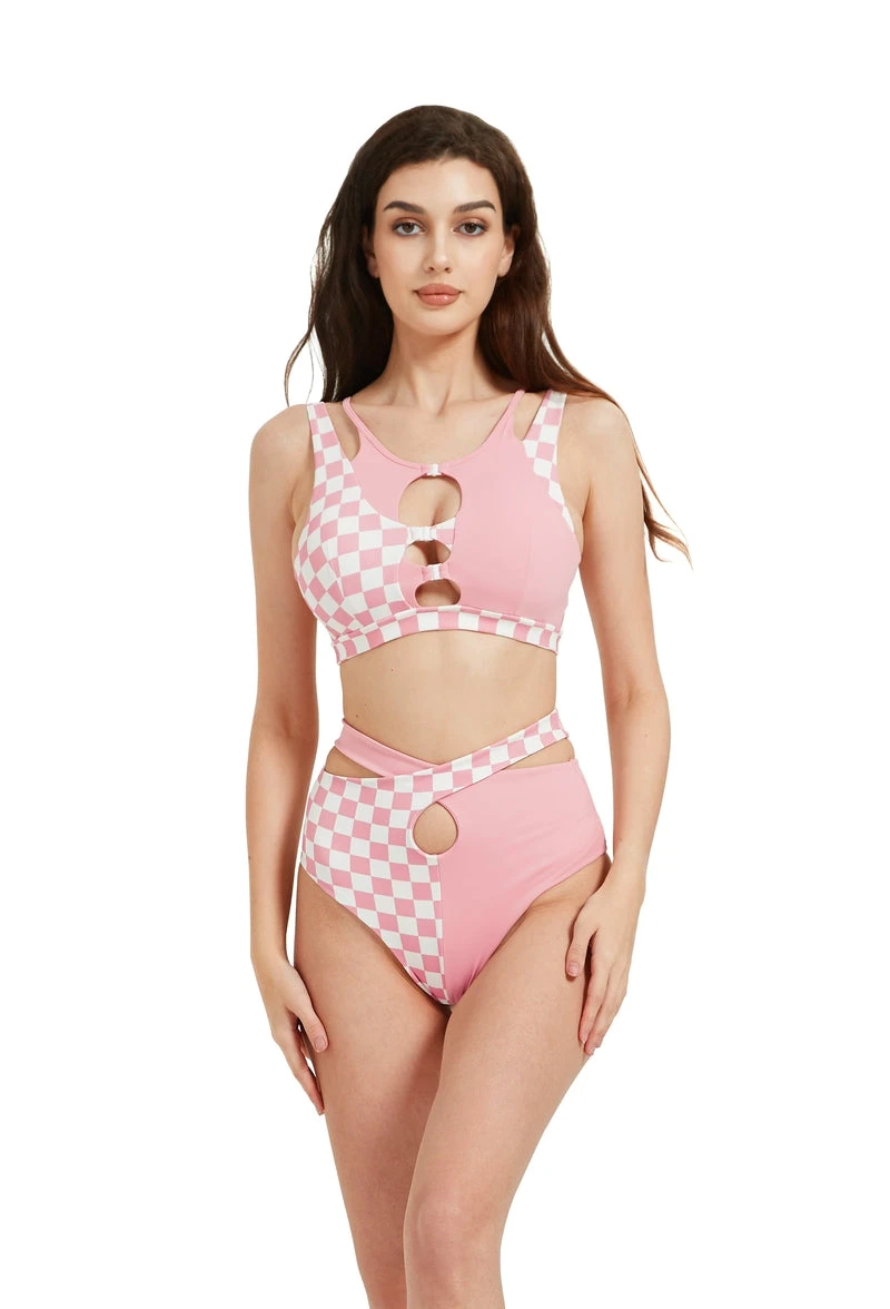 Hamade Activewear Patchwork Bottoms - Checkered Light Pink 6 Hamade Activewear Patchwork Bottoms - Checkered Light Pink - Image 4