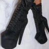 Hella Heels High BabyDoll 7inch Boots - Black