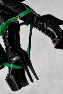 Hella Heels Cold Blooded Black Open Toe Knee High Boots - 8inch -Lingerie Shop IMG 0375