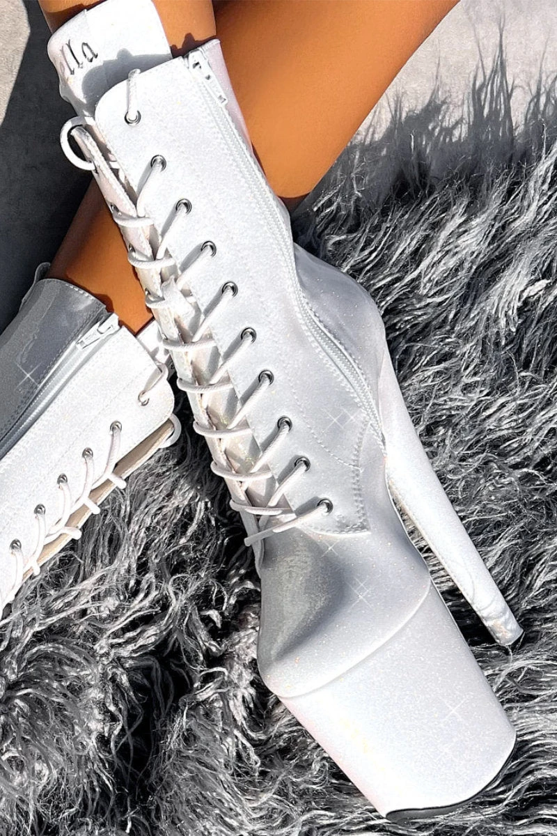 Hella Heels The Glitterati 8inch Boots - Snow Kween 3 Hella Heels The Glitterati 8inch Boots - Snow Kween