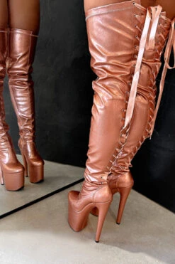 Hella Heels Thicc Thigh High 8inch Boots - Rose Gold -Lingerie Shop IMG 4387