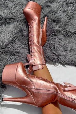 Hella Heels 7inch Ankle Boots - Rose Gold 7 Hella Heels 7inch Ankle Boots - Rose Gold -Lingerie Shop IMG 4745
