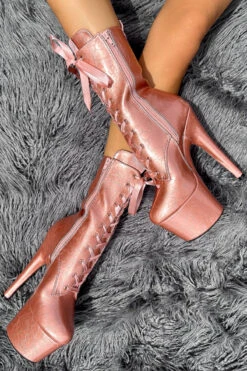 Hella Heels 7inch Ankle Boots - Rose Gold