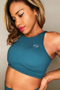 The Enviro Co. High Neck Crop Top - Blue Teal -Lingerie Shop IMG 6679 50c55d0e 86fe 4027 8ea4 947a71fd35ab 1