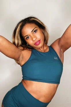 The Enviro Co. High Neck Crop Top - Blue Teal -Lingerie Shop IMG 6681