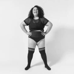 Rolling Over The Knee Socks - Striped Black/White (3 Sizes Available) -Lingerie Shop IMG 7517 2a80bcaf d2b2 4721 8329 3042cf824894